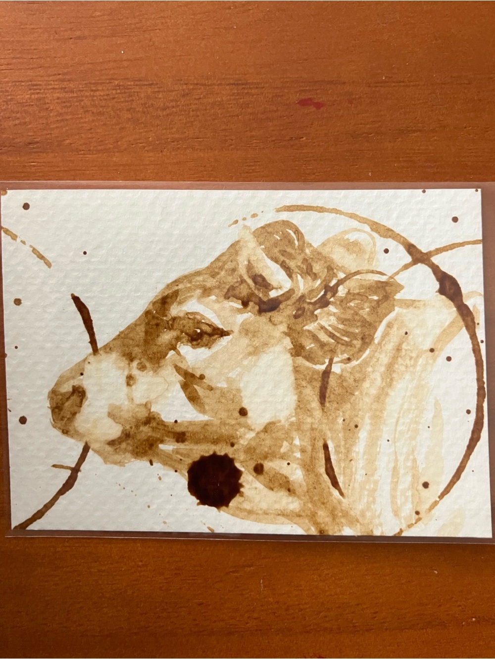 Aceo original coffee cow painting atc farm gift art collectible Artettina